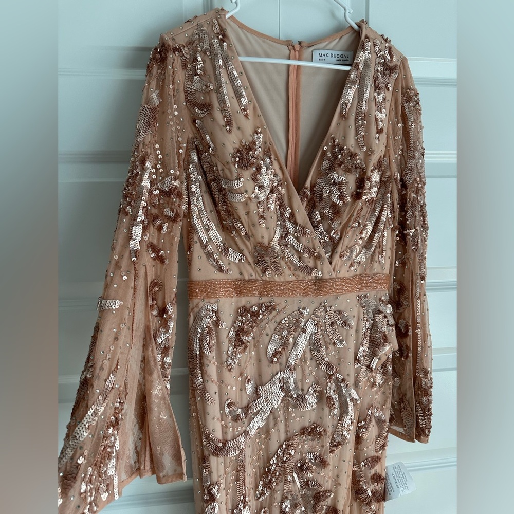 Mac Duggal Sequined Faux Wrap Style Split Sleeve … - image 5